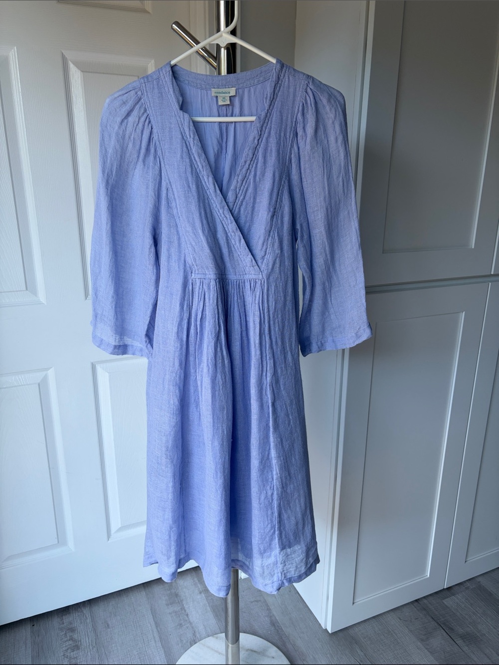 Sundance Lavender Wrap Style Neckline Midi Dress, Size XS.